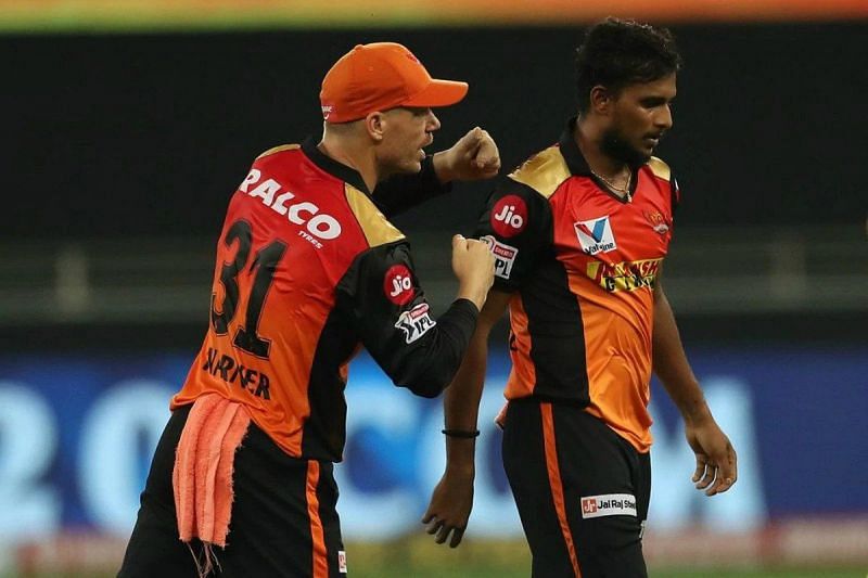 David Warner and T Natarajan