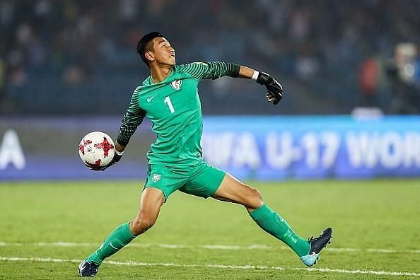 Dheeraj Singh in action for India in the FIFA U-17 World Cup