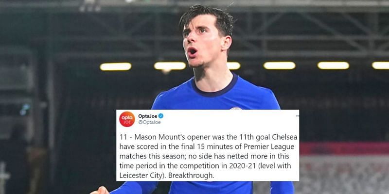 Chelsea&#039;s Mason Mount celebrates after breaking the deadlock for his side