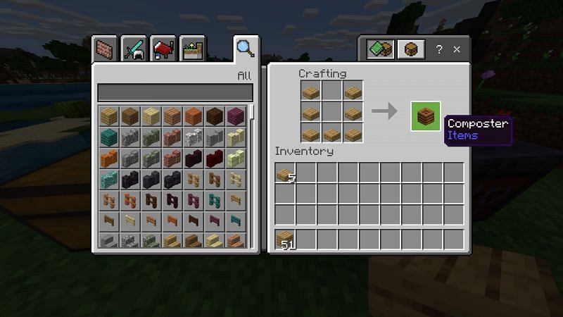 Crafting a composter in Minecraft