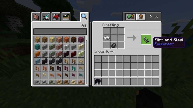 Crafting Flint and Steel in Minecraft