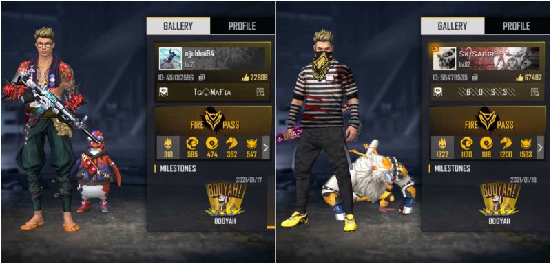 Free Fire IDs of both YouTubers