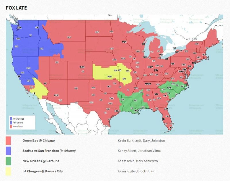 NFL Week 17: coverage map