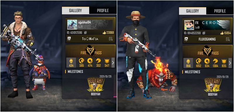Free Fire IDs of Ajjubhai and Cerol