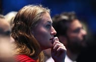 Kristina Mladenovic watching Dominic Thiem vs Grigor Dimitrov at the 2017 ATP Finals