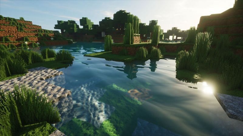 A beautiful shot of Minecraft with some high definition shaders (Image via Attack of the Fanboy)