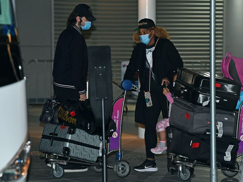 Serena Williams with daughter Alexis Olympia Ohanian Jr. arriving at the Adelaide airport