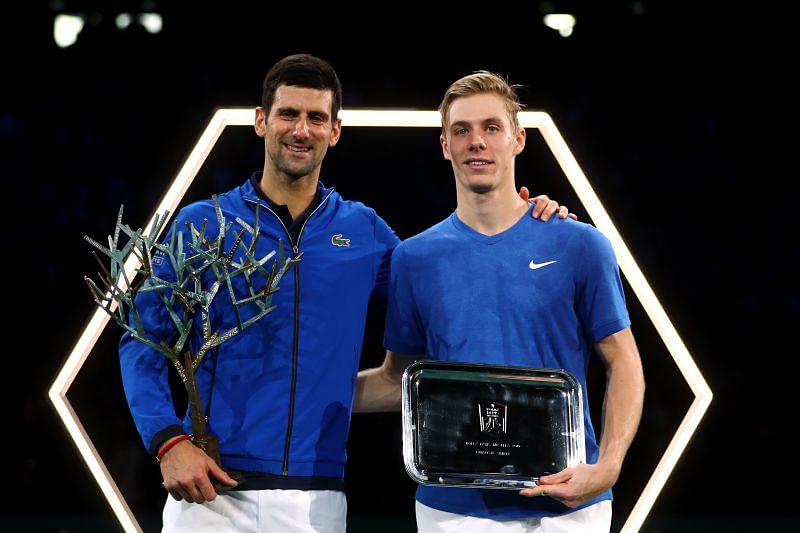 Novak Djokovic (L) and Denis Shapovalov