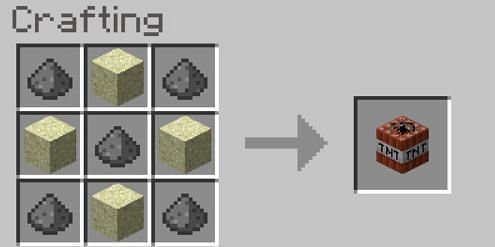 Place your sand and gunpowder in the crafting menu