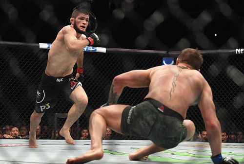 Khabib Nurmagomedov drops Conor McGregor at UFC 229 back in 2018