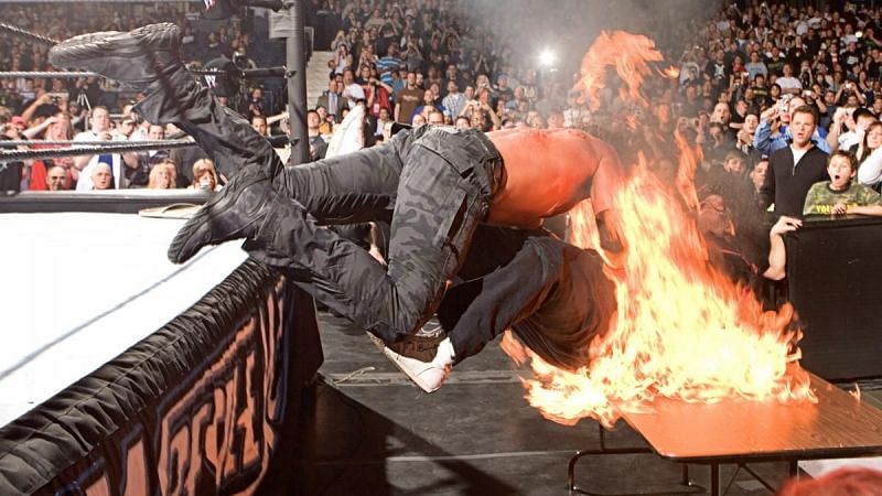 Enter caption and Mick Foley at WrestleMania 22