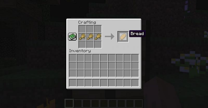 The crafting recipe for bread in Minecraft (Image via Minecraft)