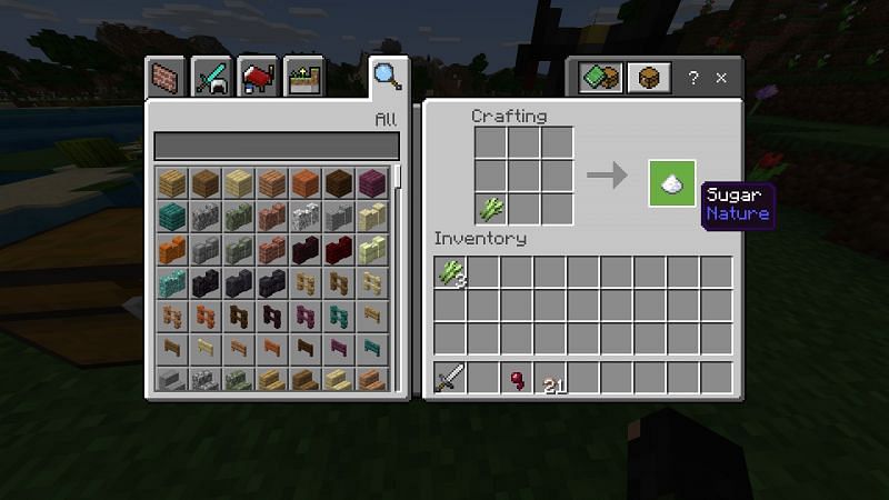 Crafting sugar in Minecraft