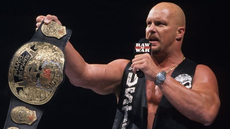 Steve Austin with his Smoking Skull title belt