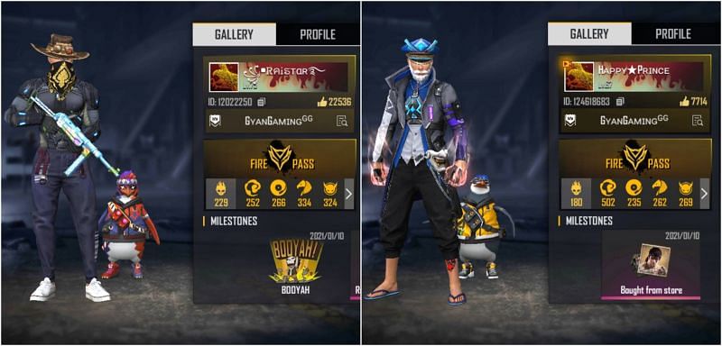 Free Fire IDs of both the YouTubers