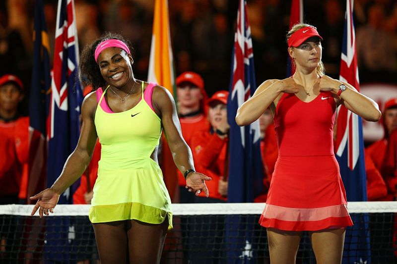 Serena Williams after defeating Maria Sharapova at the 2015 Australian Open