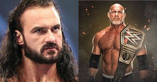 Photo of Goldberg with the WWE title posted by the company, Drew McIntyre reacts