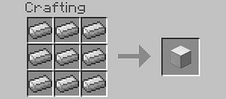 Once you have collected 9 ingots you can make an iron block