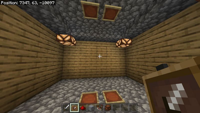 Placing the item frame block on the ceilings