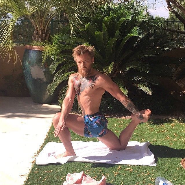 Conor McGregor stretching at his home in Las Vegas back in 2015 (image courtesy - Pinterest)