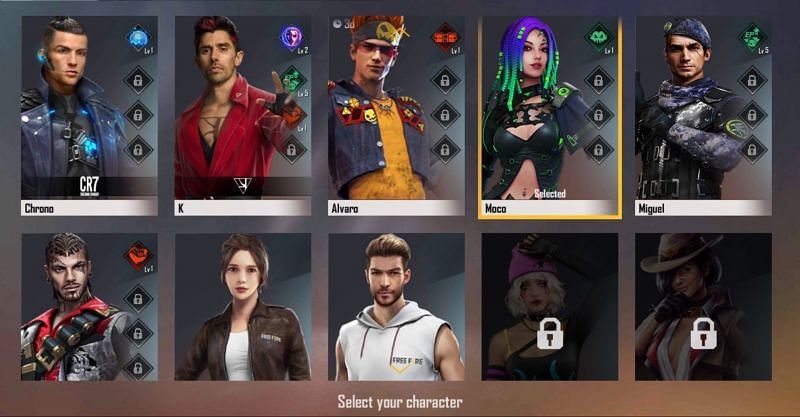 Characters in Free Fire