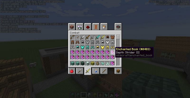 Enchanted book equipped with Depth Strider (Image via Minecraft)