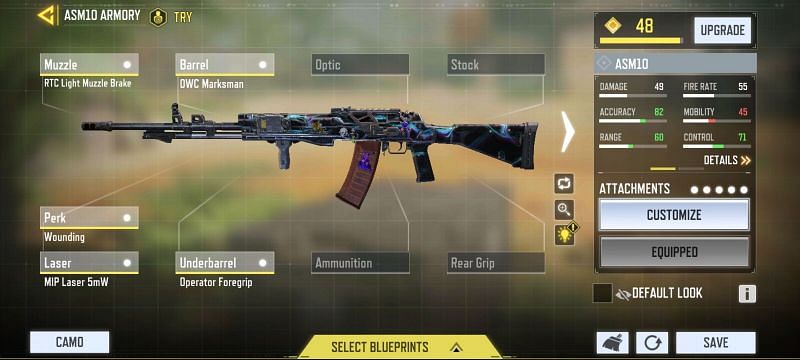 Wounding ASM10 loadout in COD Mobile (Image via Call of Duty Mobile)