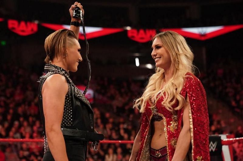 Charlotte Flair and Rhea Ripley on WWE RAW