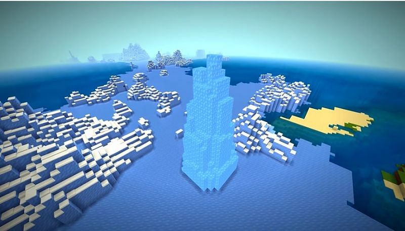 A massive iceberg in Minecraft, that is far larger than normal (Image via Minecraft &amp; Chill/YouTube)