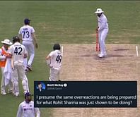 "Where's the uproar now?" - Twitter erupts as Rohit Sharma shadow bats in front of Steve Smith