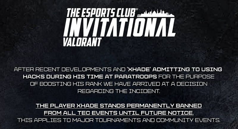 Official statement of Esports Club (Image via The Esports Club)