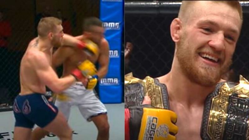Conor McGregor knocking out Ivan Buchinger (Image credits: Cage Warriors TV)