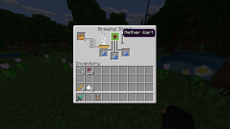 Placing Nether Wart in Brewing Stand UI in Minecraft