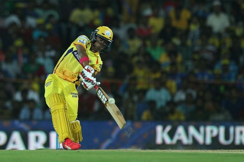 Pawan Negi smacking a maximum during his time with the Super Kings