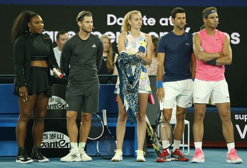 (From L to R) Serena Williams, Dominic Thiem, Petra Kvitova, Novak Djokovic and Rafael Nadal