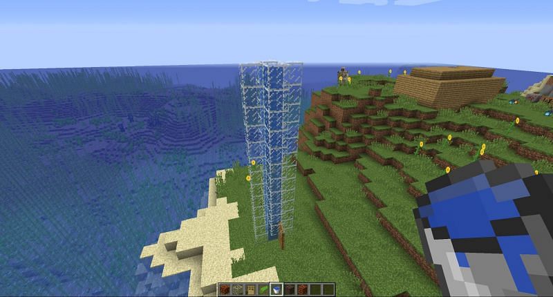 Step 7 to make a water elevator in Minecraft