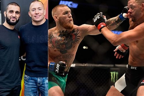 L - R: Firas Zahabi, Georges St. Pierre, Conor McGregor and Nate Diaz