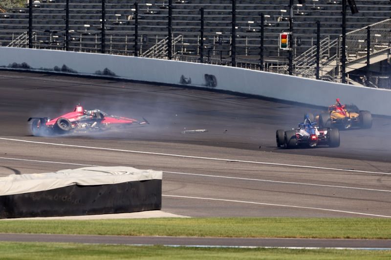 Alex Palou wrecks during the 104th running of the Indianapolis 500 on August 23, 2020. (Photo by Gregory Shamus/Getty Images)