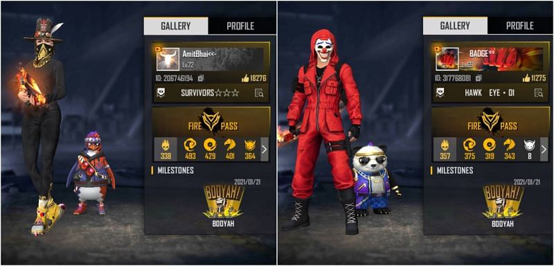 Free Fire IDs of both YouTubers