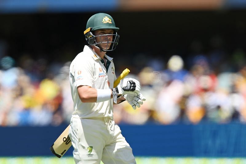 Marcus Harris was dismissed for 5 runs in the first innings of the Brisbane Test.