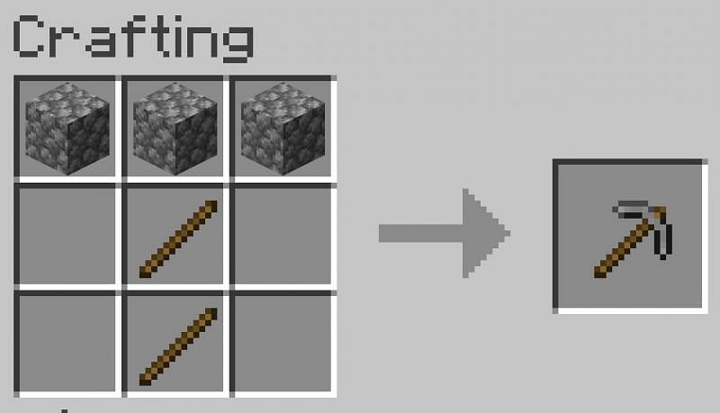To make a stone pickaxe replace the wood with cobblestone