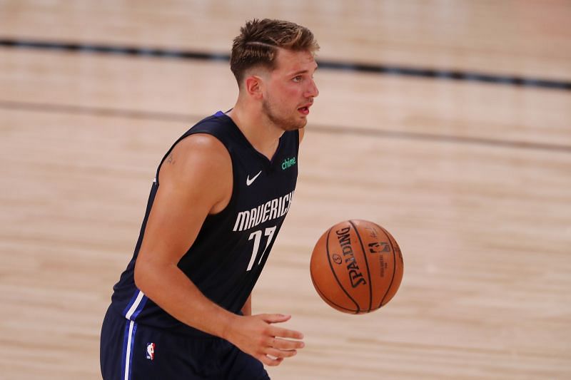 Luka Doncic of the Dallas Mavericks dribbles during the second half against the Houston Rockets&nbsp;