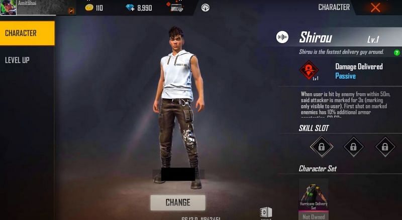 shirou character real name and ability in Free Fire