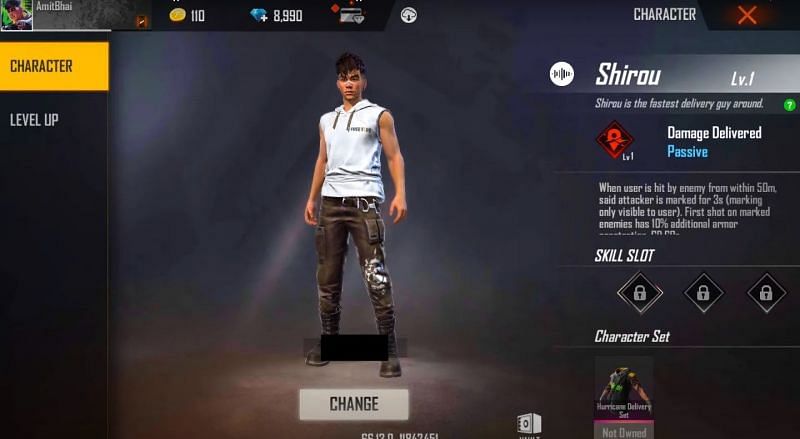 Shirou in the Advance Server of Free Fire (Image via Desi Gamers / YouTube)