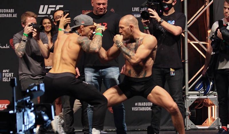 Dustin Poirier (left); Conor McGregor (right)