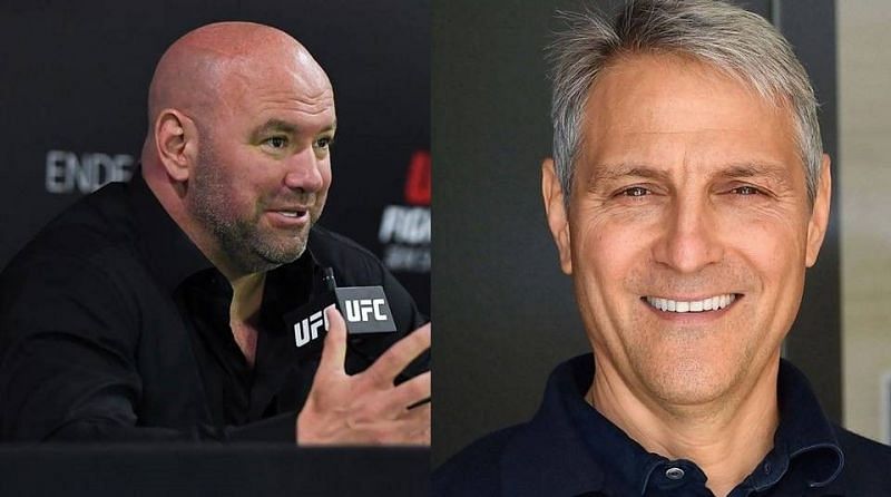 Dana White (left); Endeavor CEO Ari Emanuel (right)