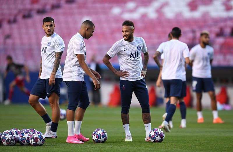 Kylian Mbappe and Neymar in PSG training