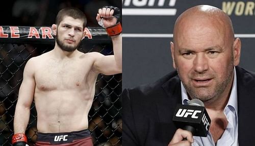 Khabib Nurmagomedov (left); Dana White (right)