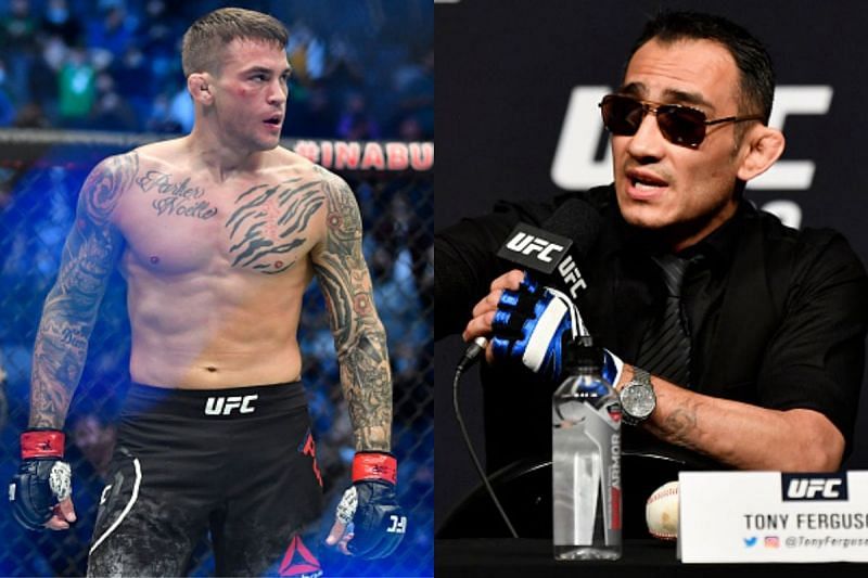 Tony Ferguson (right) disagrees with Dustin Poirier (left) being the uncrowned champion of the division.