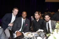 Brian Vahaly (extreme left), Jason Collins, Lance Bass and Michael Turchin at the Family Equality Council's Impact Awards in March 2018